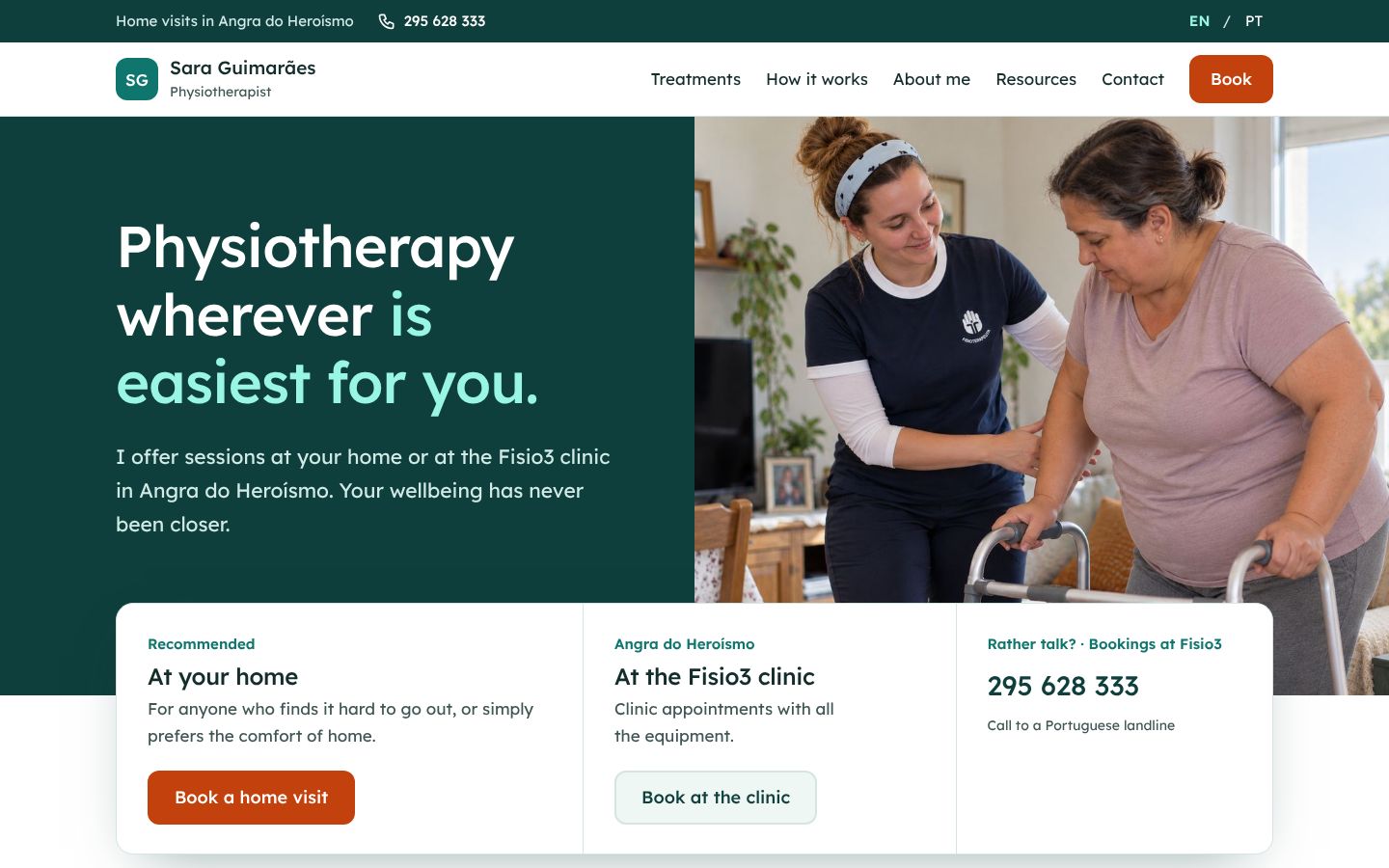 Home or clinic, side by side in the first screen.
